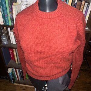 Montgomery Ward orange wool blend vintage grandpa sweater